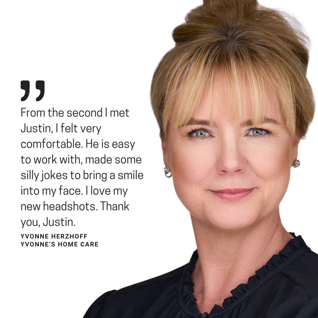 testimonial snippet with a middle-aged woman with blonde hair tied in a bun on a white background