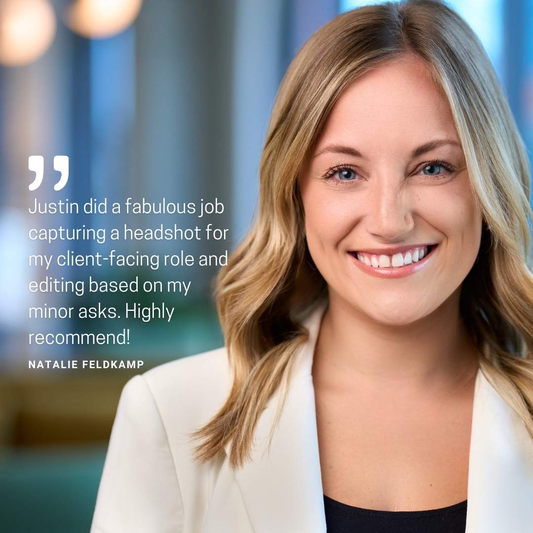 testimonial snippet of young blonde Caucasian woman dressed smart