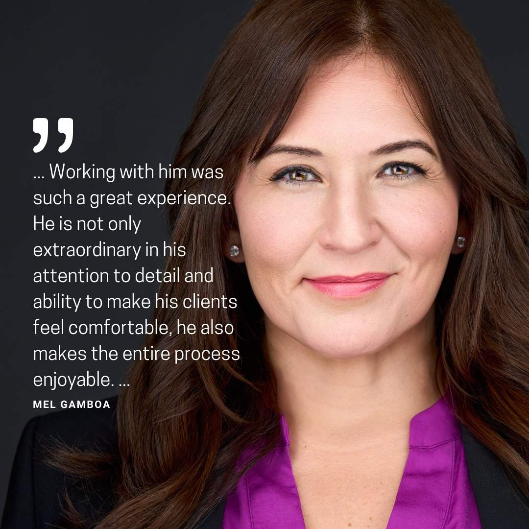 testimonial snipped with middle-aged female with a purple shirt on a dark background