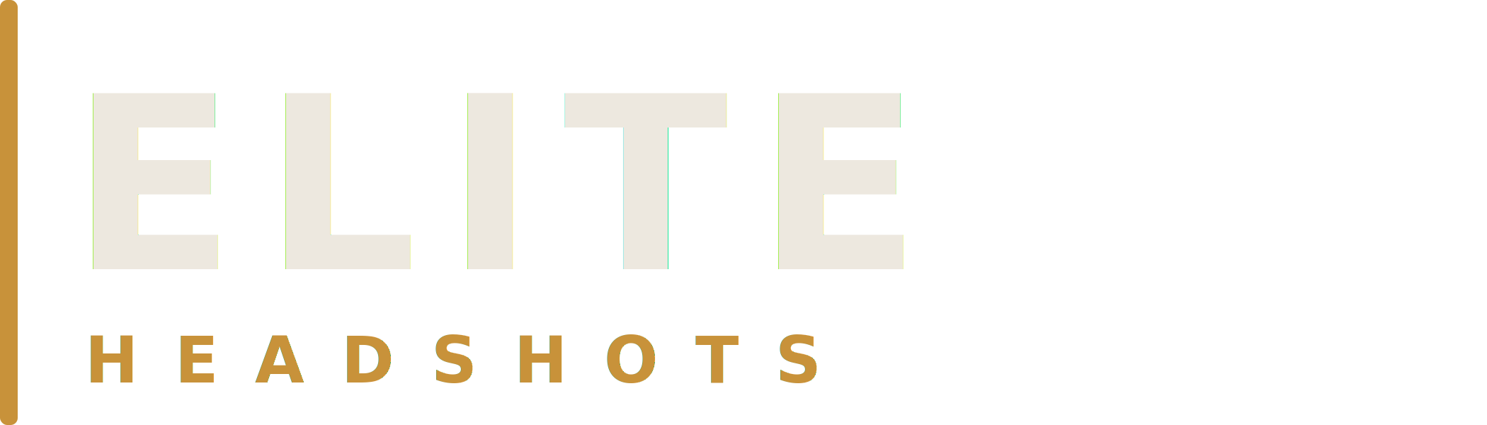 logo for elite headshots with light text
