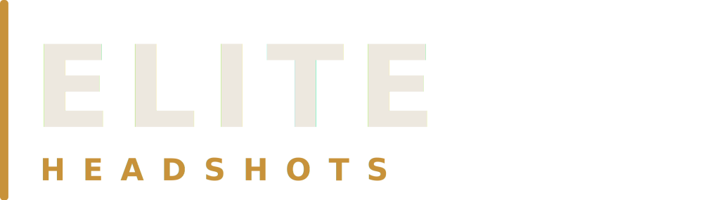 logo for elite headshots with light text
